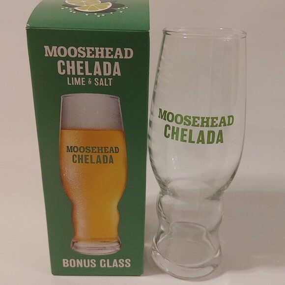 MOOSEHEAD Lager Chelada Glass BNIP Lime & Salt UNIQUE SHAPE Beer Glass Mexican - Picture 1 of 6